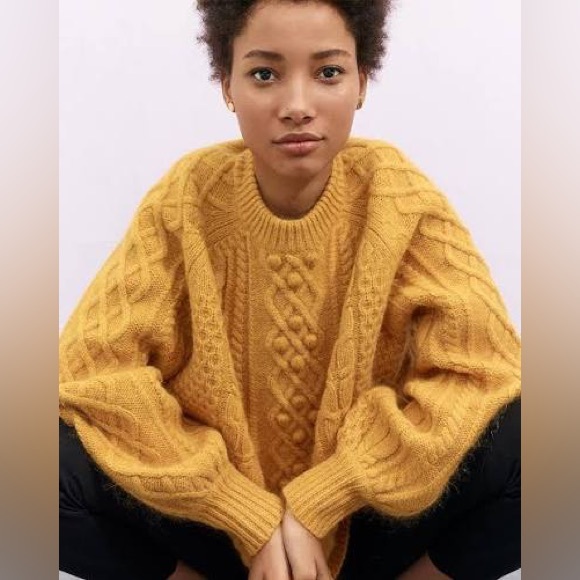 Demylee J.Crew balloon sleeve cable knit wool mohair mix sweater cult favorite S - Picture 13 of 16